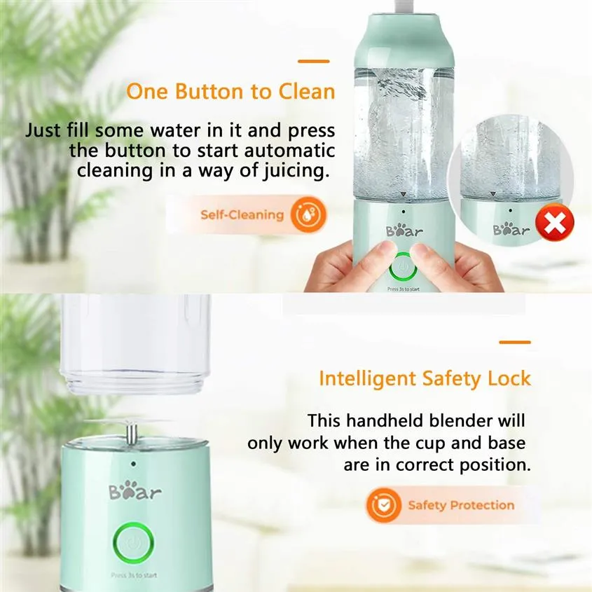 Bear Brand Portable Personal Blender LLJ-C04G5 Green