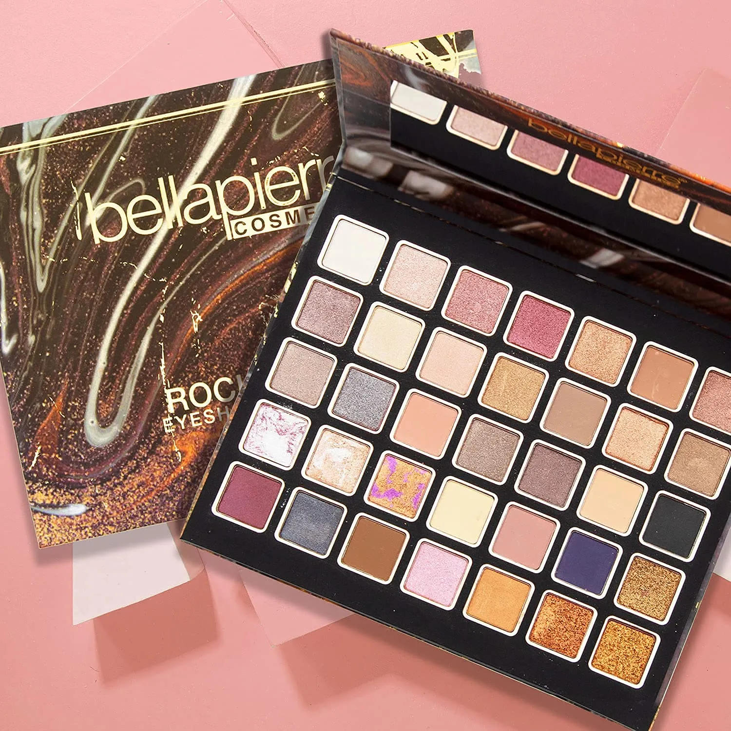 bellapierre Rocky Road Eyeshadow Makeup Palette | 35 Color Shades in a Range of Matte, Satin, Shimmer, and Foil Finishes | Non-Toxic and Paraben Free | Vegan and Cruelty Free