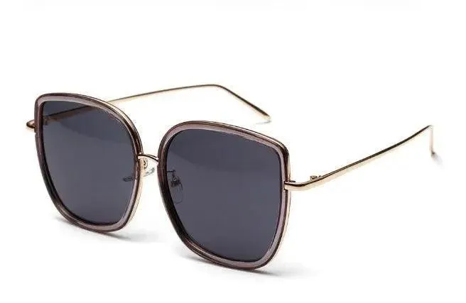 Big Square Vintage Sunglasses with Transparent Frame