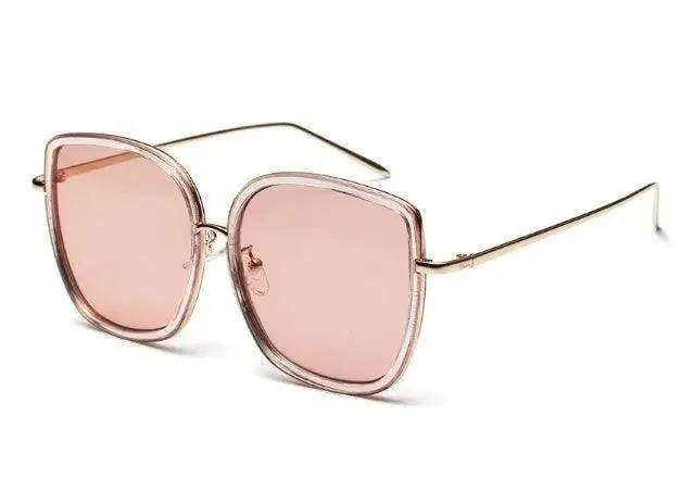 Big Square Vintage Sunglasses with Transparent Frame