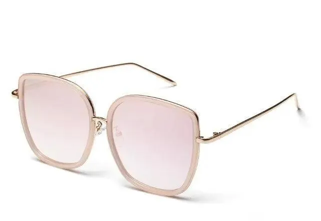 Big Square Vintage Sunglasses with Transparent Frame