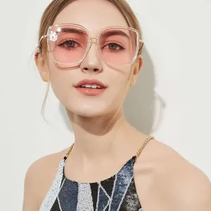 Big Square Vintage Sunglasses with Transparent Frame
