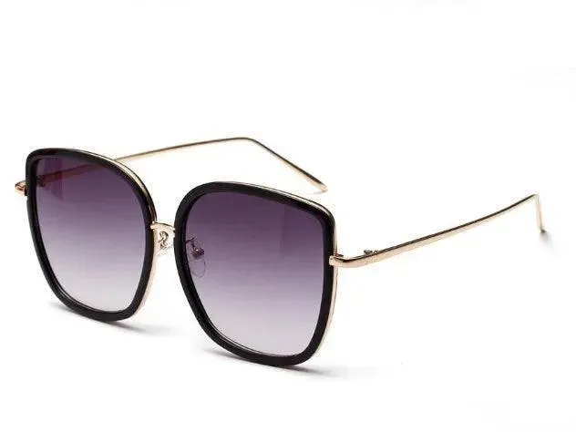 Big Square Vintage Sunglasses with Transparent Frame