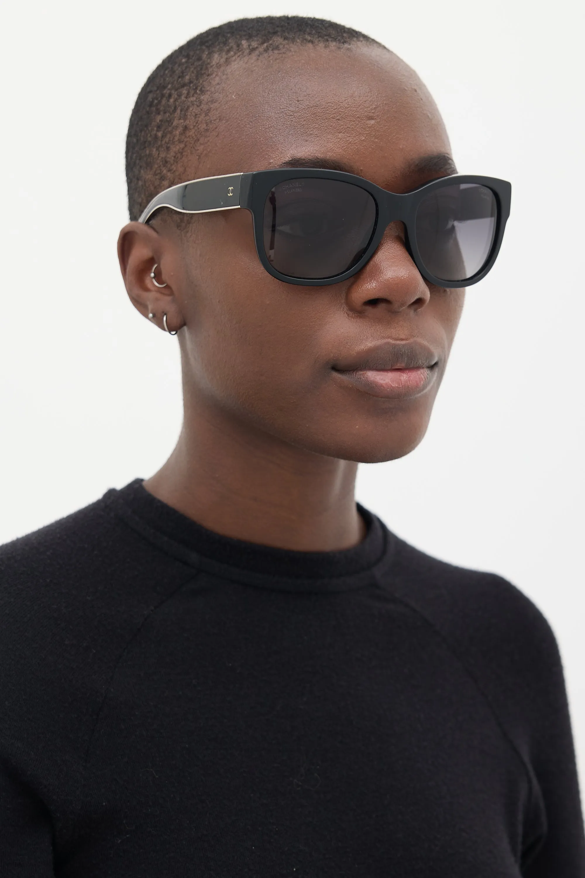 Black CC Square Sunglasses