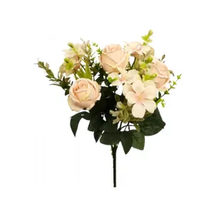 Blush Cream Rosebud Bush - 33cm