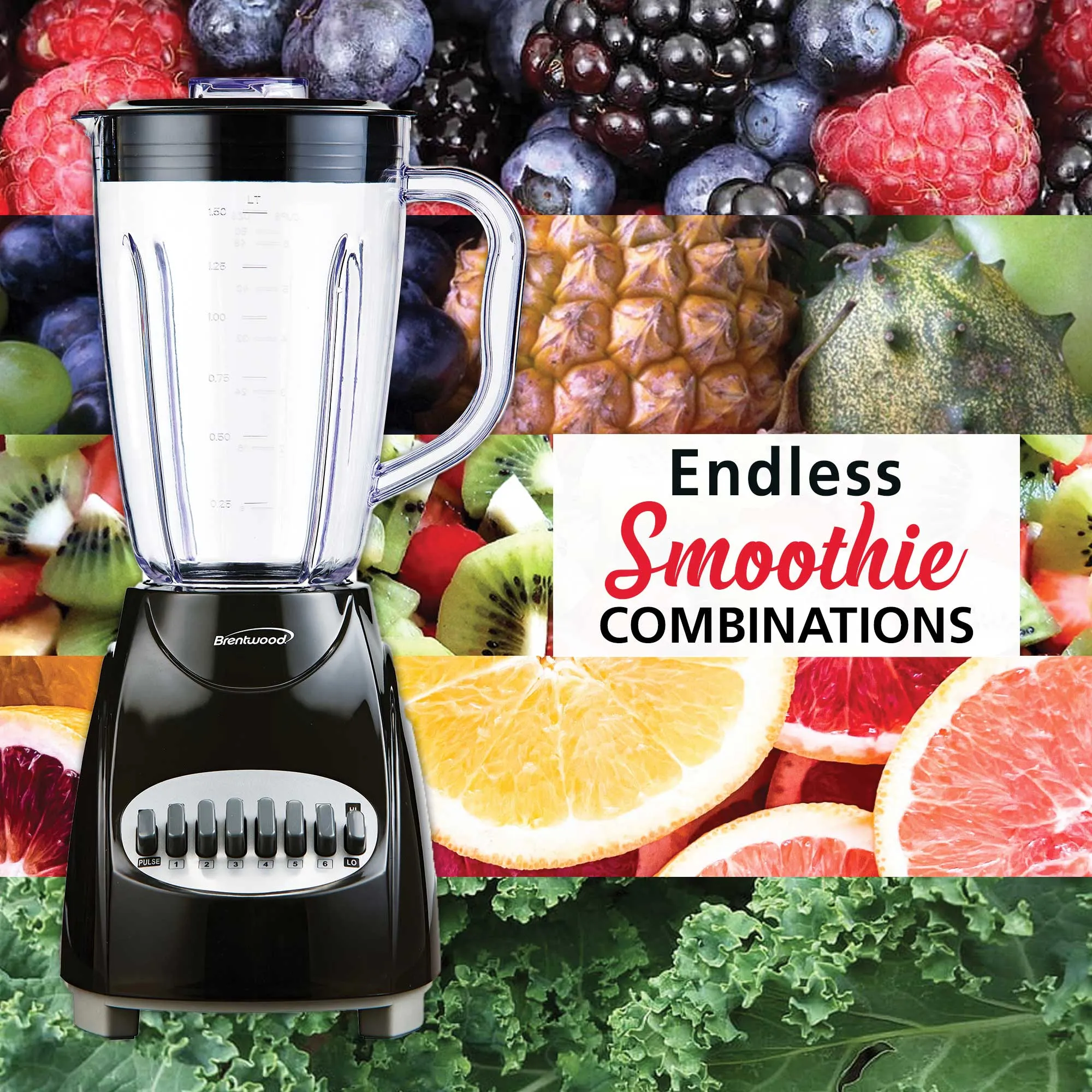 Brentwood JB-220B 12-Speed   Pulse Blender, Black