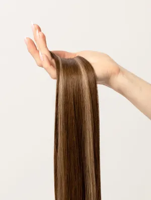 Brown Blonde Highlighted, 16" Single Seamless Clip-In Weft, PP4/18 | 25g