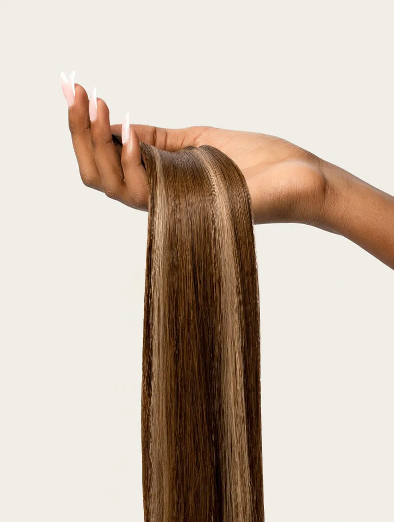 Brown Blonde Highlighted, 16" Single Seamless Clip-In Weft, PP4/18 | 25g