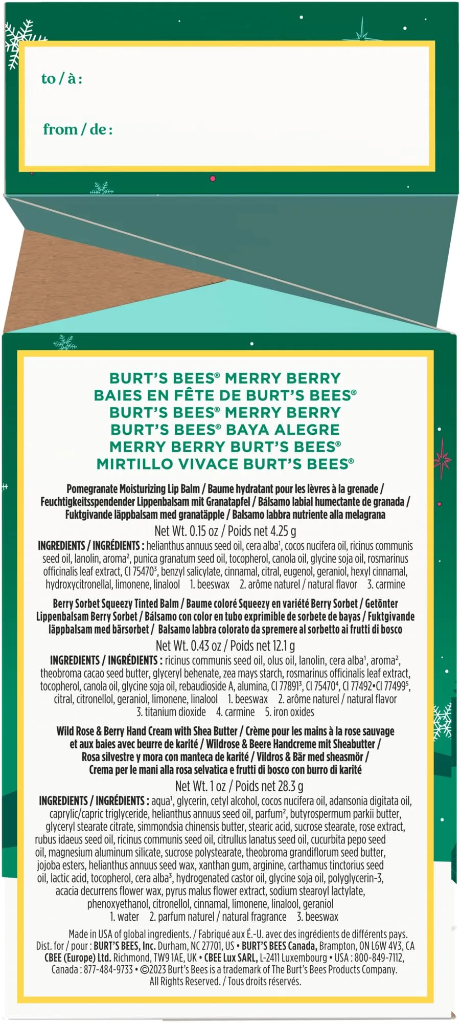 Burt’s Bees Merry Berry Holiday Gift Set with Pomegranate Moisturizing Lip Balm, Berry Sorbet Squeezy Tinted Balm and Wild Rose and Berry Hand Cream, Christmas Gifts, Stocking Stuffer