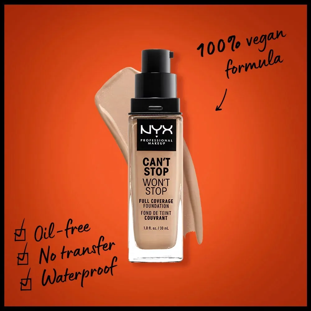 Can'T Stop Won'T Stop 24Hr Full Coverage Liquid Foundation, Matte Finish, Waterproof, Medium Olive, 1 Fl Oz