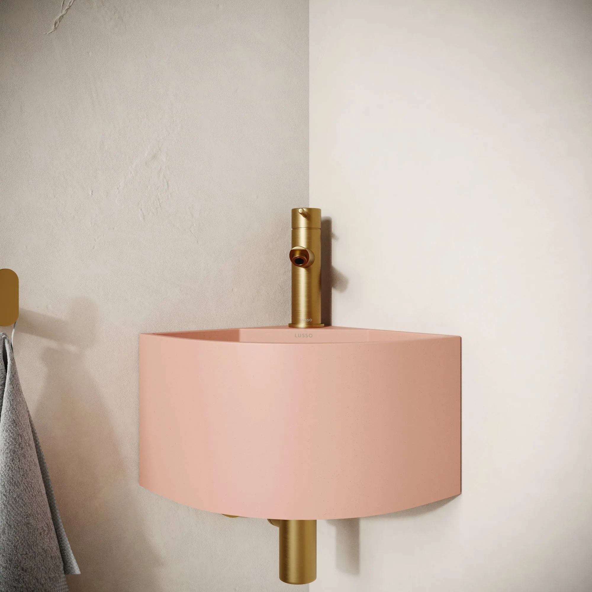 Cantiera Blush Concrete Wall Hung Corner Basin 300mm
