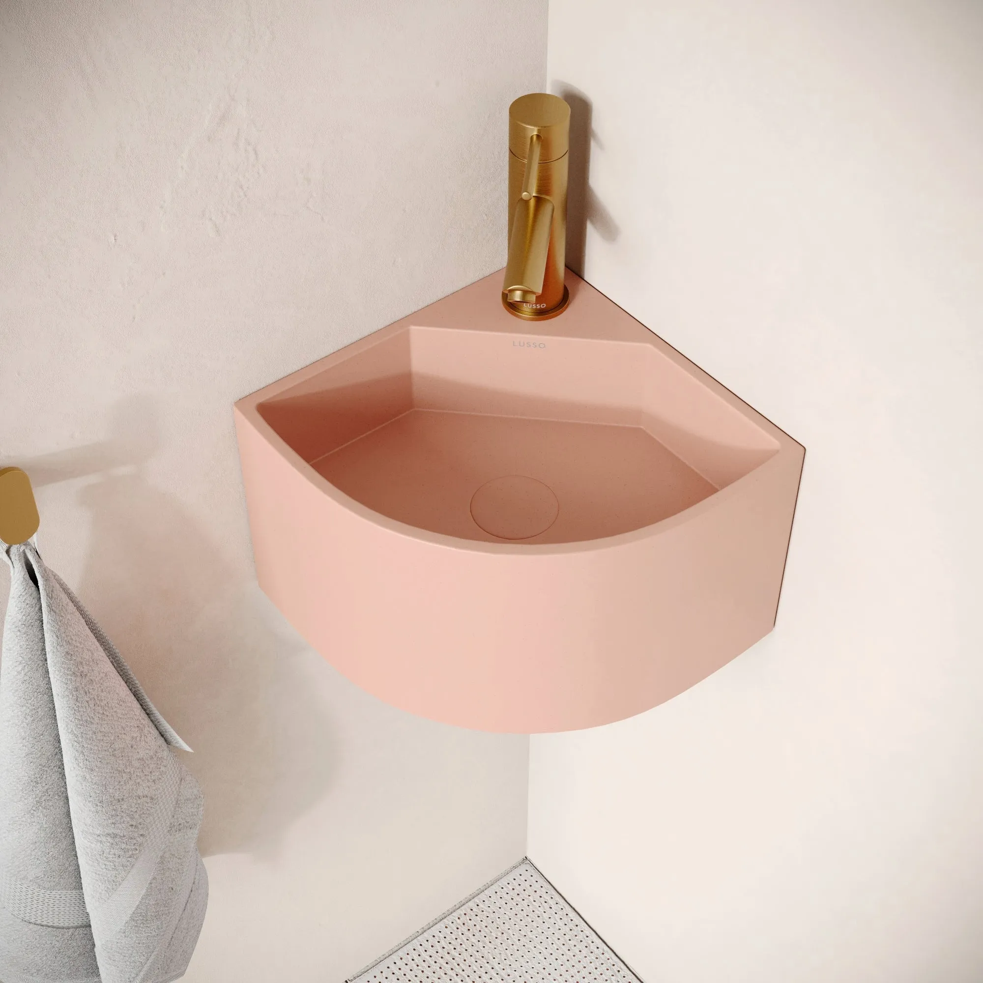 Cantiera Blush Concrete Wall Hung Corner Basin 300mm