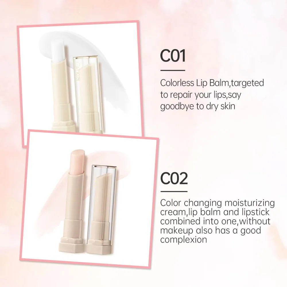 CATKIN Ultra Hydrating Natural Plant Extract Lip Balm for Dry Lips Moisturizing Chapstick Lip Treatment Repair Nourish Lip Skin Care (C01 Colorless)