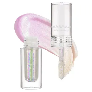 CHARMACY Multichrome Liquid Glitter Eyeshadow, Holographic Eyeshadow Pigmented, Glitter Chameleon Liquid Eye Shadows, Long lasting Sparkling Shimmer Liquid Eyeshadow (Violet-Yellow-Green #15)