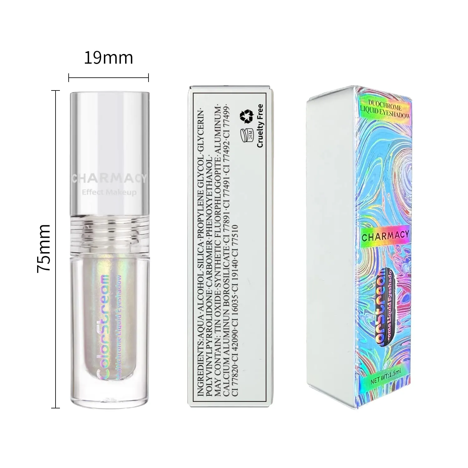CHARMACY Multichrome Liquid Glitter Eyeshadow, Holographic Eyeshadow Pigmented, Glitter Chameleon Liquid Eye Shadows, Long lasting Sparkling Shimmer Liquid Eyeshadow (Violet-Yellow-Green #15)