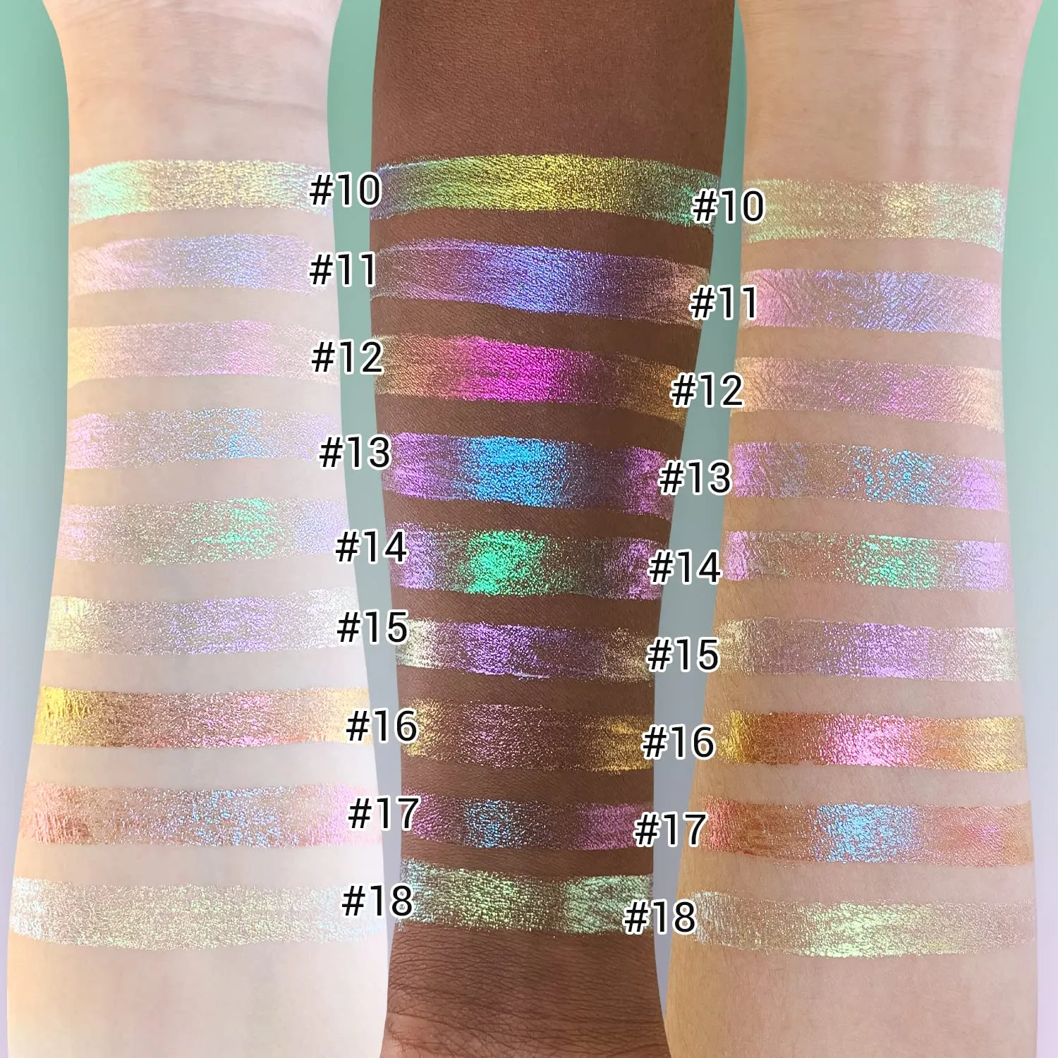 CHARMACY Multichrome Liquid Glitter Eyeshadow, Holographic Eyeshadow Pigmented, Glitter Chameleon Liquid Eye Shadows, Long lasting Sparkling Shimmer Liquid Eyeshadow (Violet-Yellow-Green #15)