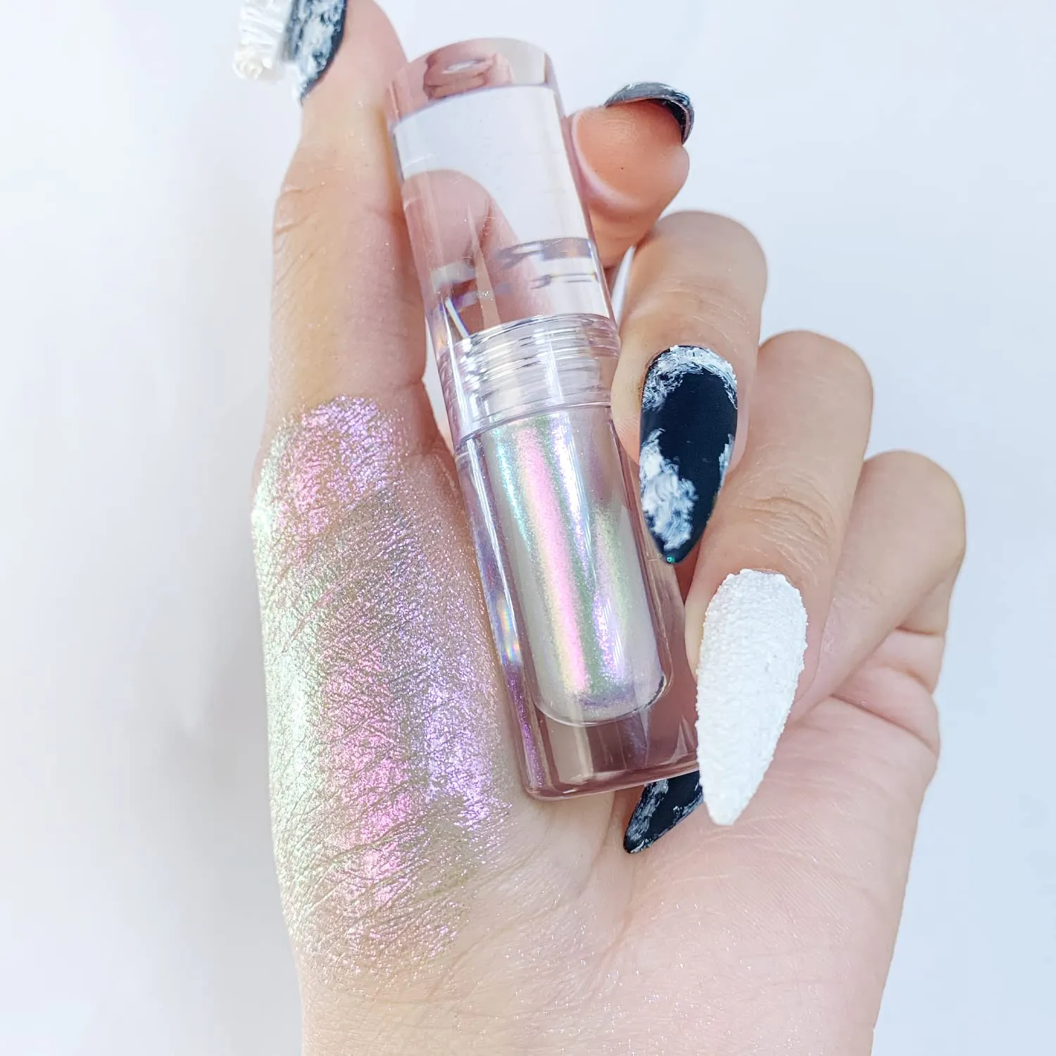 CHARMACY Multichrome Liquid Glitter Eyeshadow, Holographic Eyeshadow Pigmented, Glitter Chameleon Liquid Eye Shadows, Long lasting Sparkling Shimmer Liquid Eyeshadow (Violet-Yellow-Green #15)