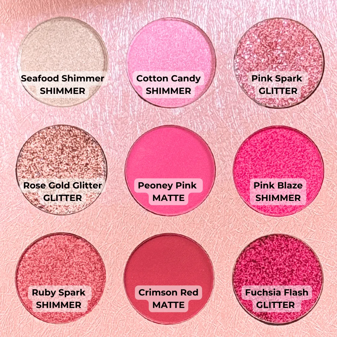 Cheerleader Eyeshadow Palette – Pink Glitter, Shimmer & Matte Makeup