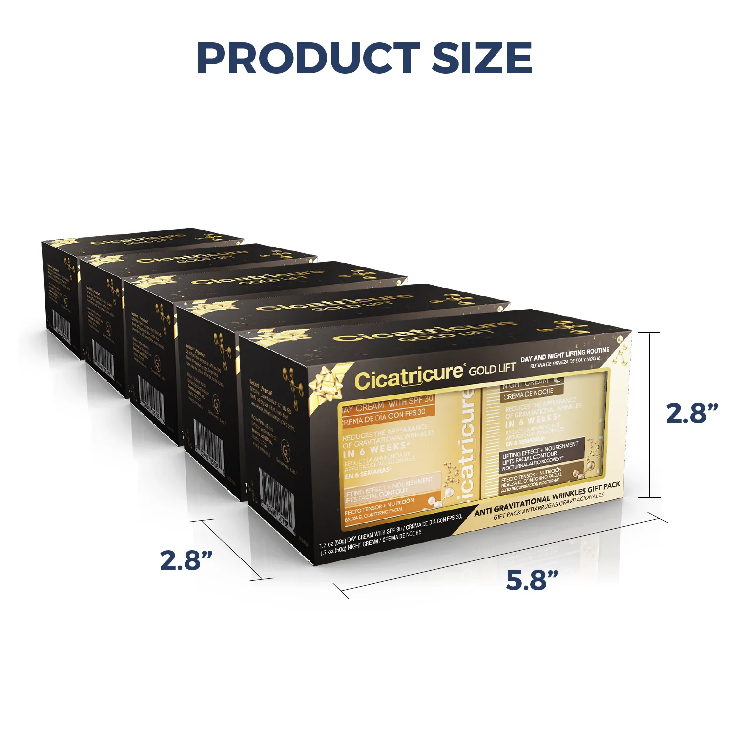 Cicatricure Gold Lift for Gravitational Wrinkles Facial Gift Set 2 -Pack, Day & Night Cream - Case of 6