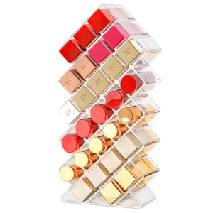 Clear Lipstick Holder Organizer, 28 Spaces Acrylic Lipgloss Organizers and Storage Box Display Stand