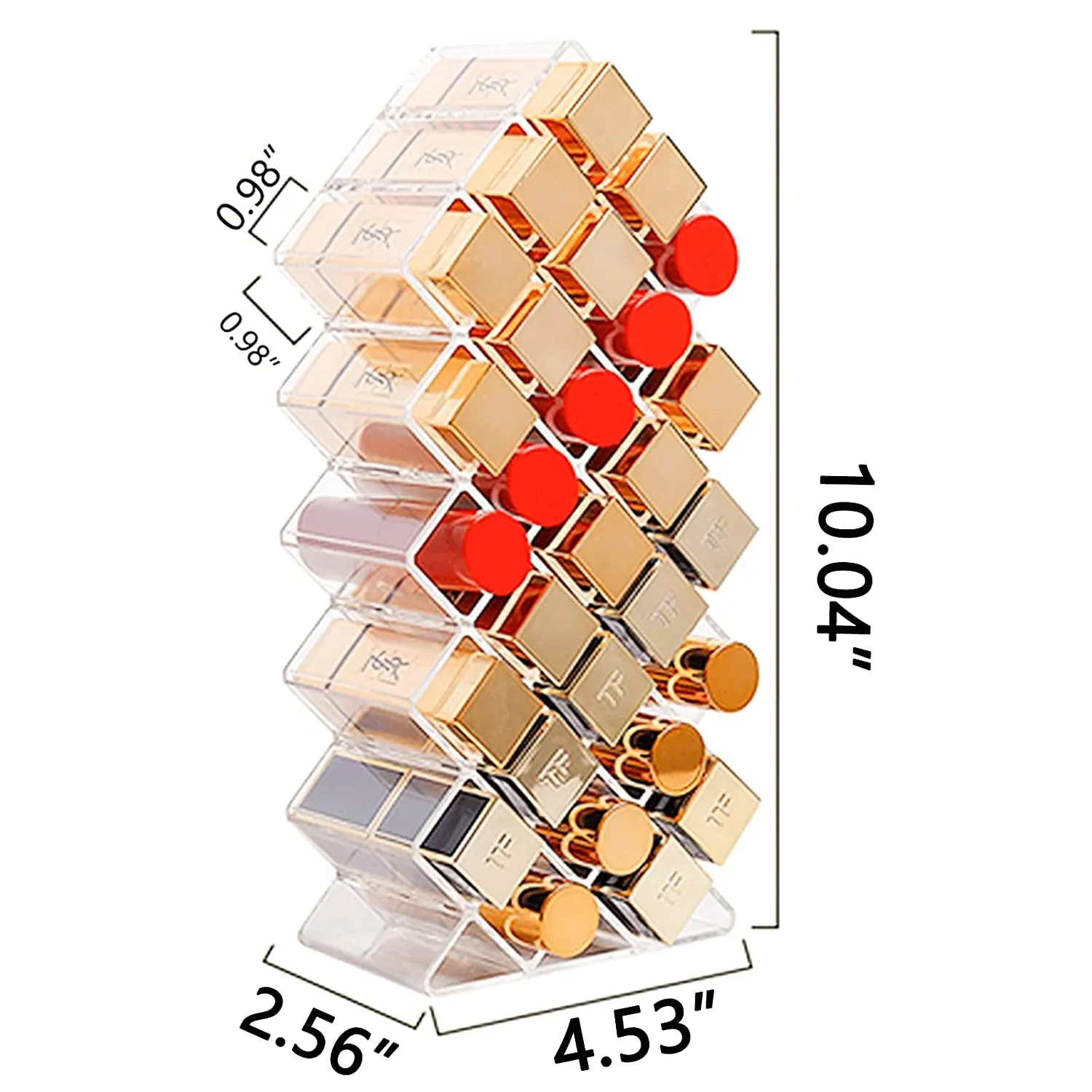 Clear Lipstick Holder Organizer, 28 Spaces Acrylic Lipgloss Organizers and Storage Box Display Stand