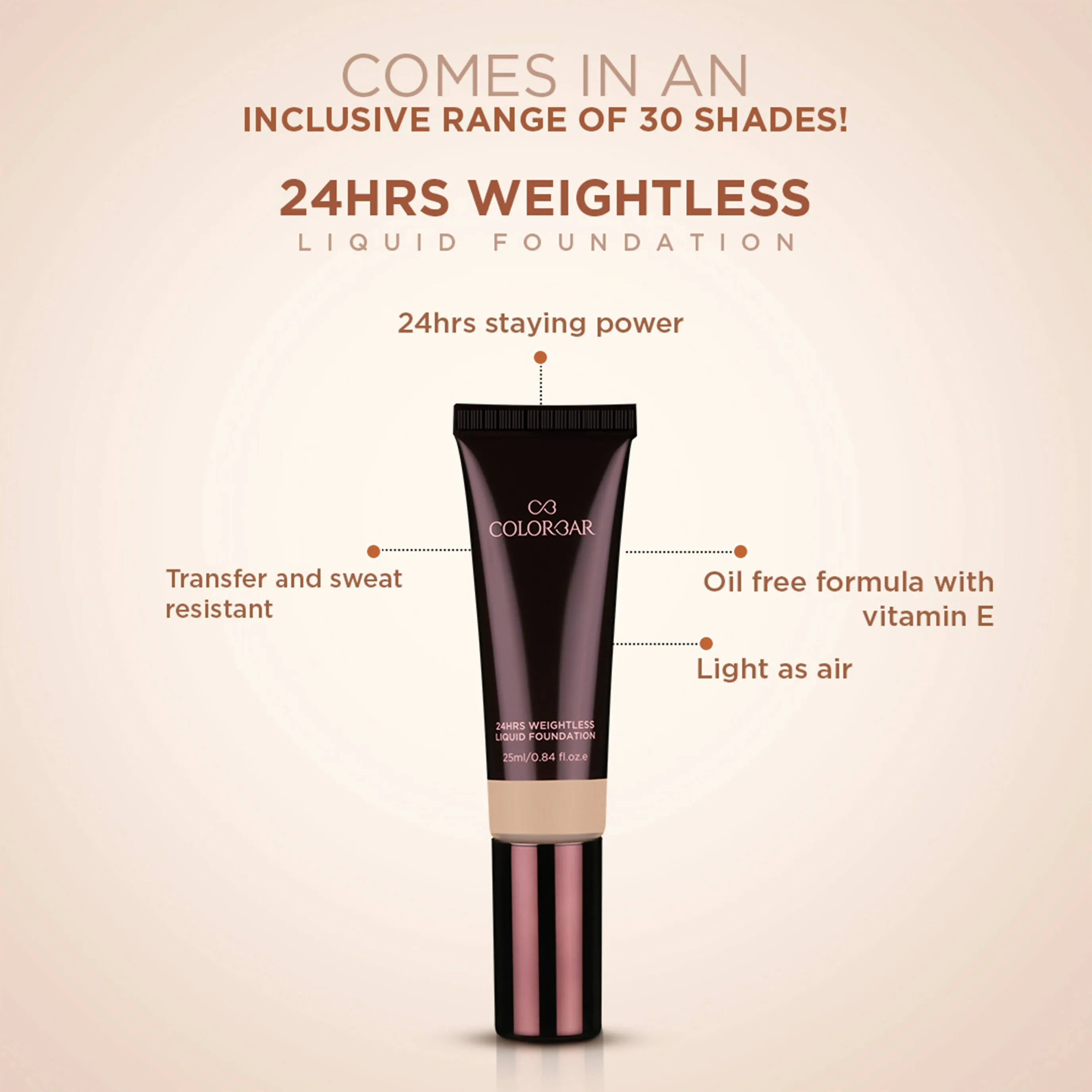 Colorbar 24Hrs Weightless Liquid Foundation Fc 4.1