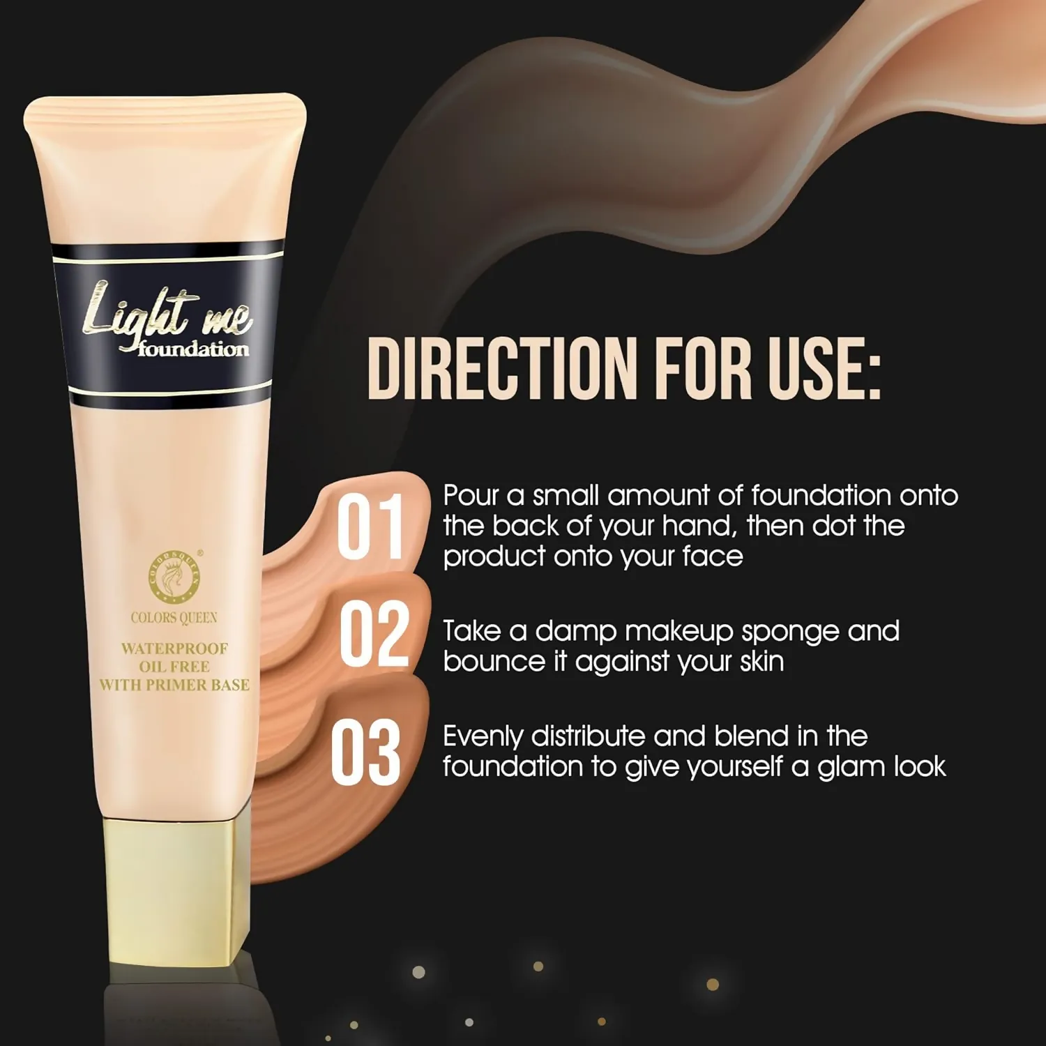 Colors Queen Light Me Foundation with Primer – Natural Almonds