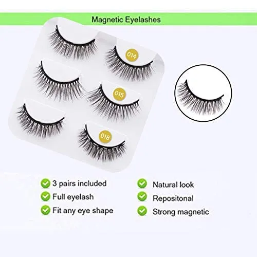 Coolours Magnetic Eyeliner and Lashes Magnetic Eyelashes Kit False Lashes 3 pairs with Tweezers : Beauty