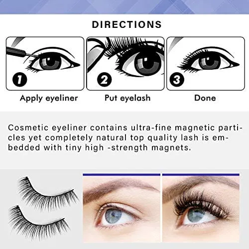 Coolours Magnetic Eyeliner and Lashes Magnetic Eyelashes Kit False Lashes 3 pairs with Tweezers : Beauty