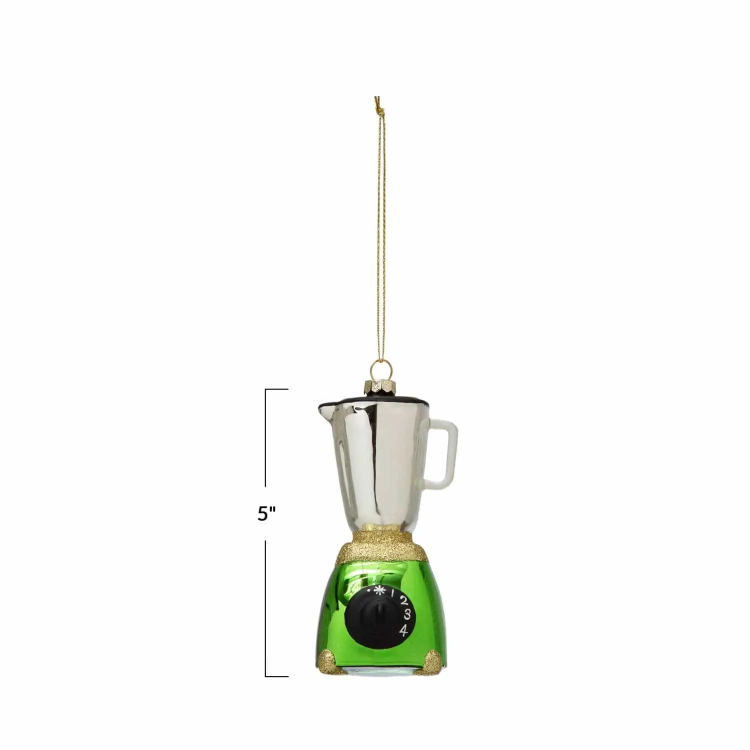Creative Co-op Hand-Painted Glass Blender Ornament with Glitter