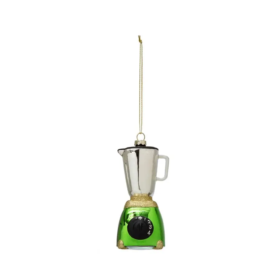Creative Co-op Hand-Painted Glass Blender Ornament with Glitter