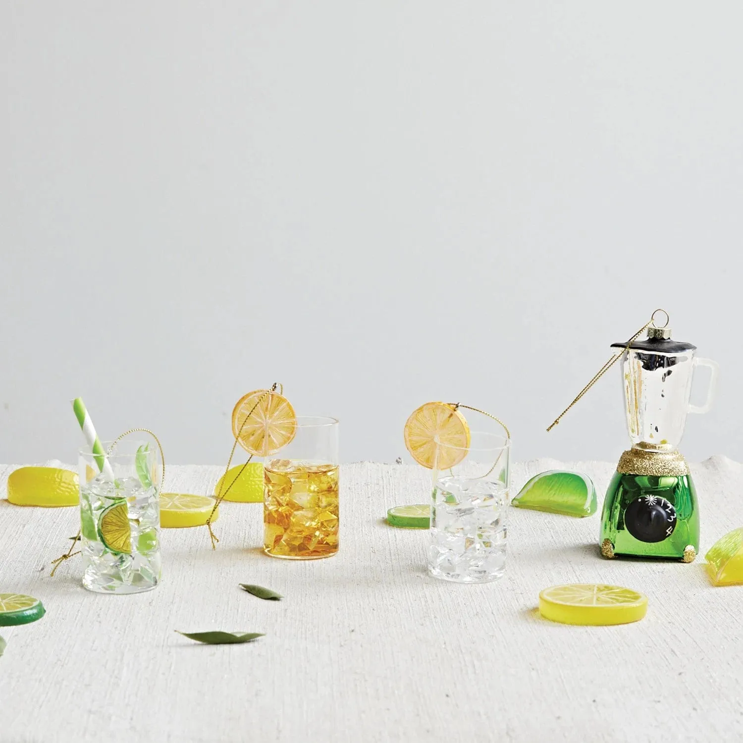 Creative Co-op Hand-Painted Glass Blender Ornament with Glitter