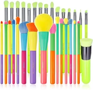 Docolor 15Pcs Eye Makeup Brushes Set   15Pcs Colourful Makeup Brush Set   Flat Top Kabuki Foundation Brush Premium Kabuki Foundation Blending Face Powder Synthetic Makeup Brush Set