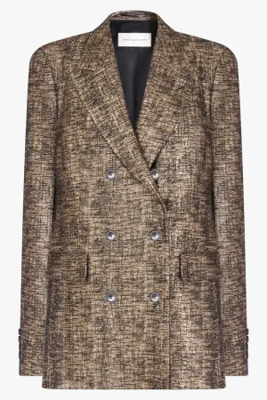 Double Breasted Loose Fit Blazer | Gold