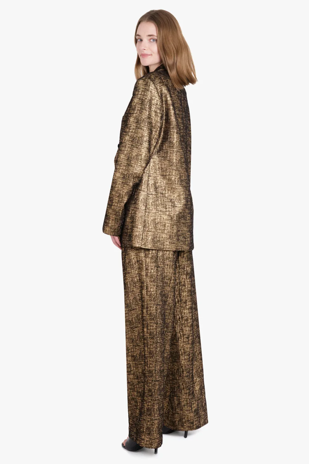 Double Breasted Loose Fit Blazer | Gold