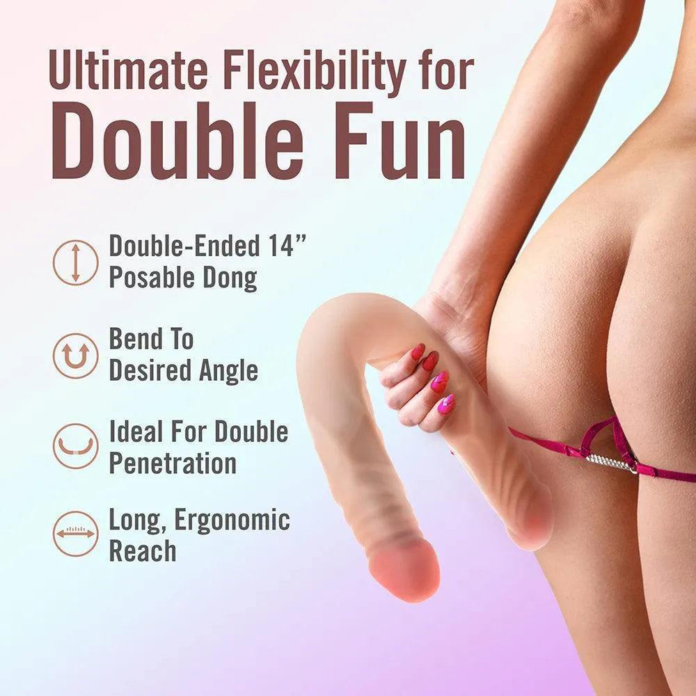 Dr. Skin Plus 16.5 Inch Posable Double Dildo - Vanilla