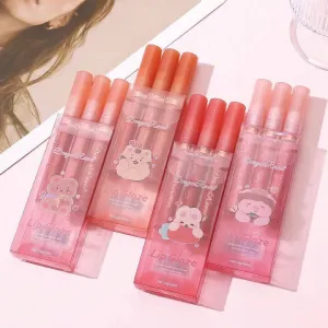 Dragon Ranee - 3pcs Cartoon Mirror Lip Gloss Hydrating & Moisturizing