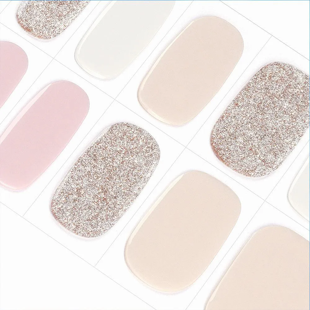 Elegant Blush & Gold Mix Semi Cured Gel Nail Strips | Riverside - 3463