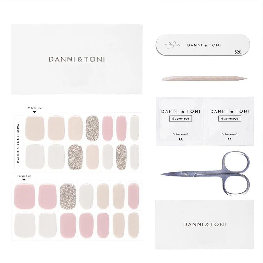 Elegant Blush & Gold Mix Semi Cured Gel Nail Strips | Riverside - 3463