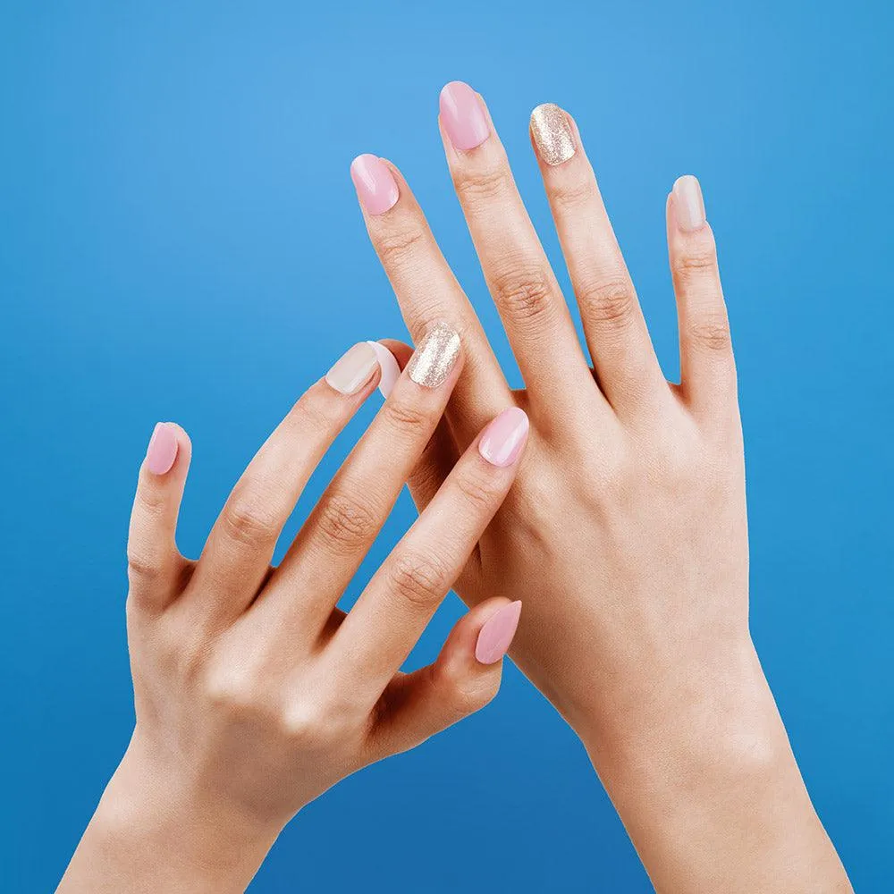 Elegant Blush & Gold Mix Semi Cured Gel Nail Strips | Riverside - 3463