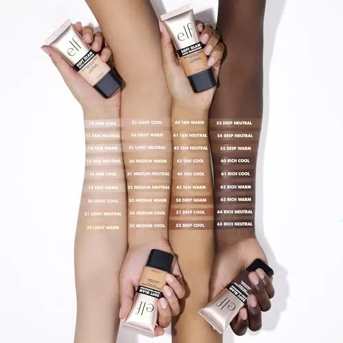 e.l.f. Soft Glam Foundation, Medium Coverage, Long-Lasting & Buildable Foundation For A Smooth, Satin Finish, Vegan & Cruelty-Free, 34 Medium Cool