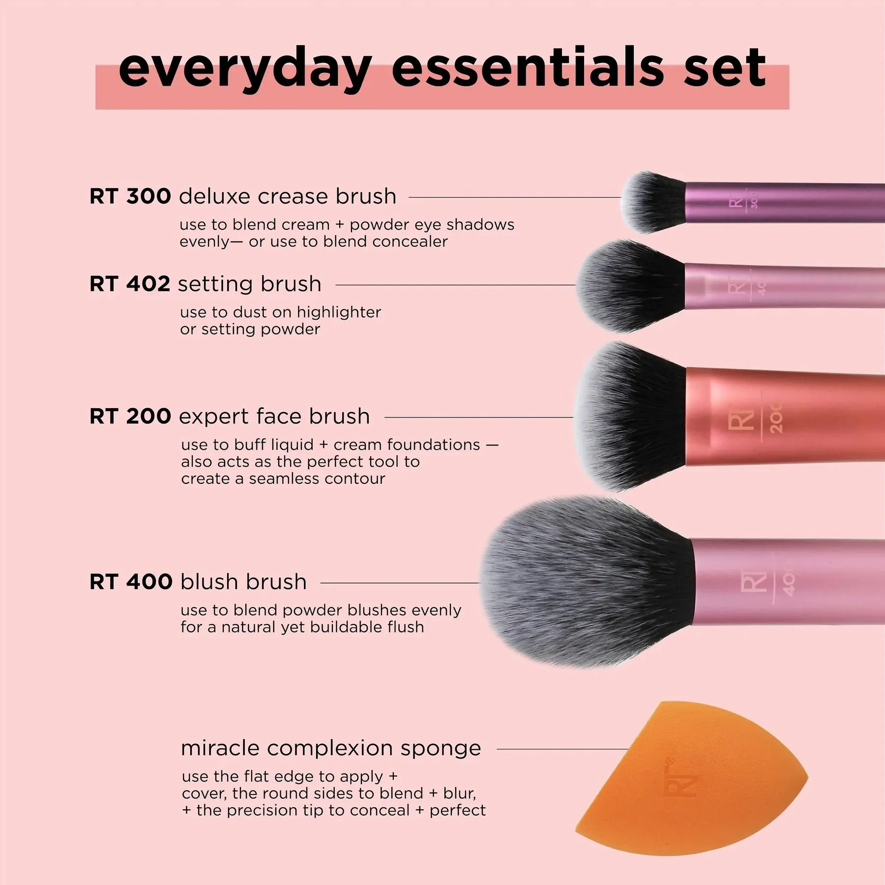 Everyday Essentials Makeup Brush Set   Sponge