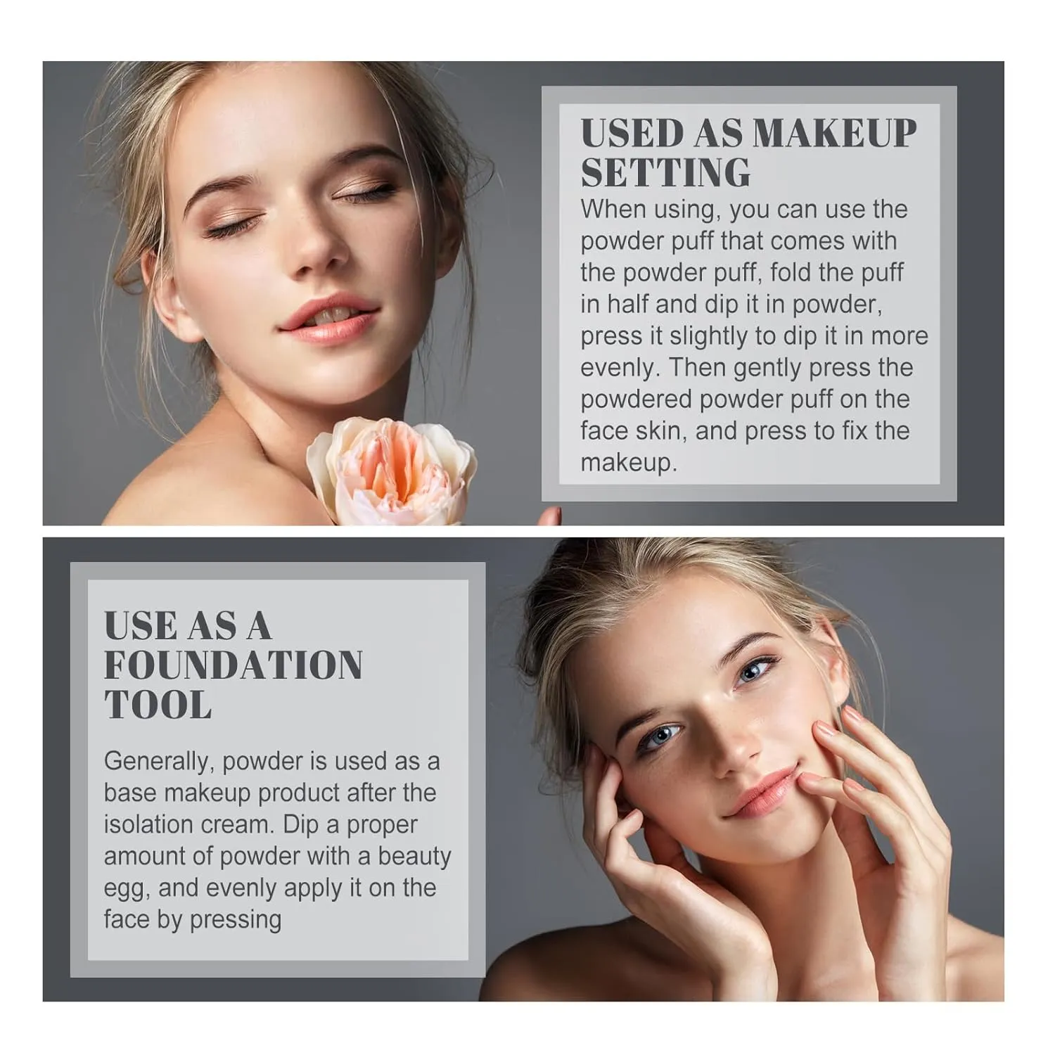 Face Powder, Lasting Waterproof Face Powder Ouhoe, Matte Smooth Flawless Foundation, Lightweight Setting Powders Foundation, Oil Control Face Pressed Finishing Powders (#02 Natural Beige, 0.3oz)