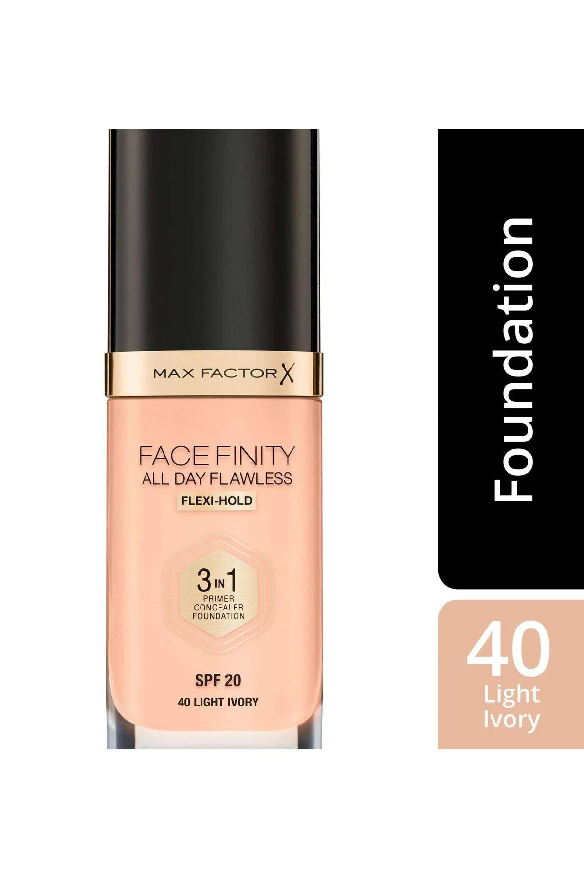 Facefinity All Day Flawless, Liquid Foundation, 3in1, 040 Light Ivory, 30 ml