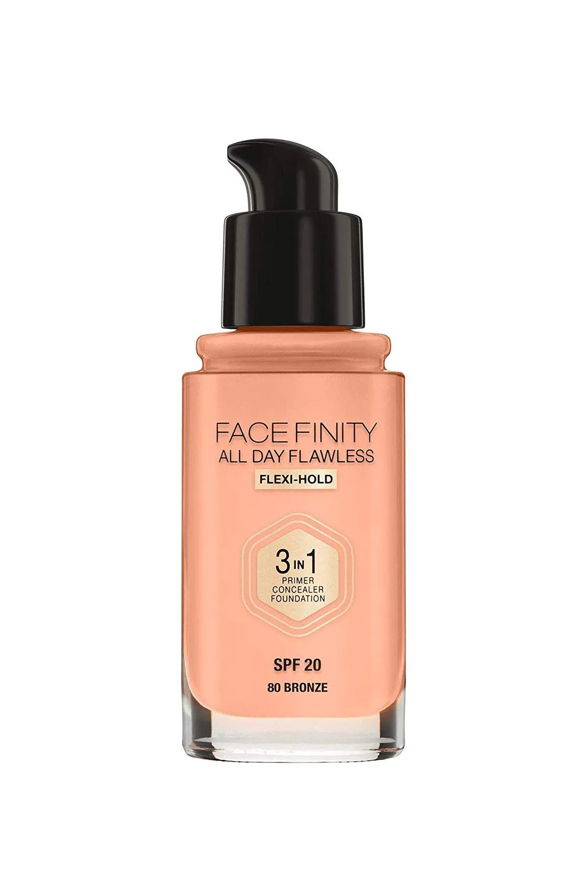 Facefinity All Day Flawless, Liquid Foundation, 3in1, 080 Bronze, 30 ml