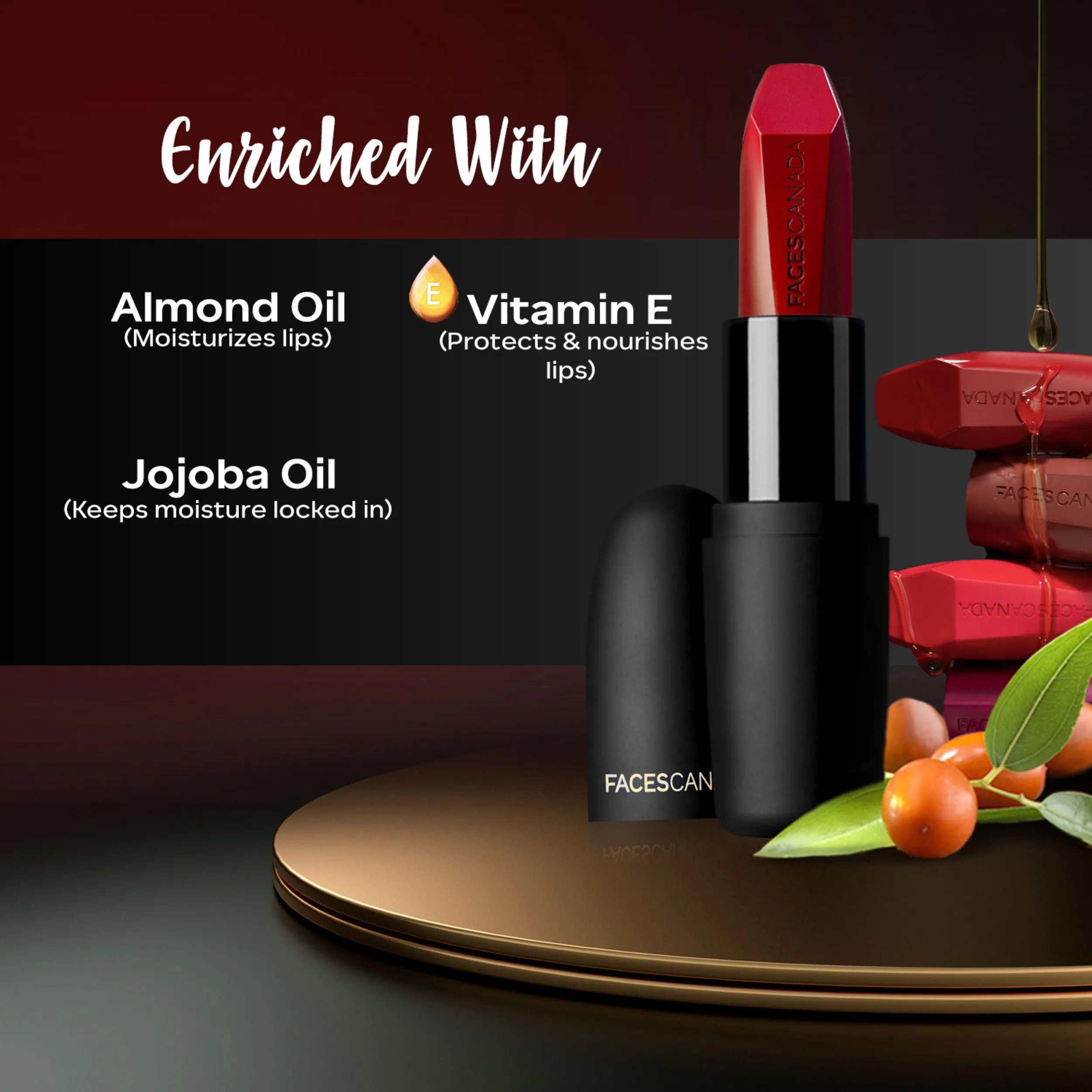 Faces Canada Weightless Matte Lipstick |Jojoba and Almond Oil enriched| Highly pigmented | Smooth One Stroke Weightless Color | Keeps Lips Moisturized | Shade - Kissed Ruby 4g