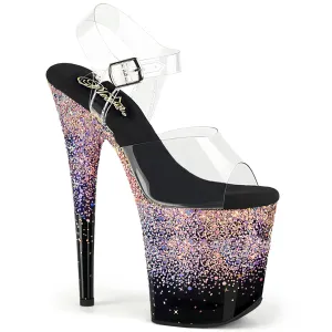 FLAMINGO-808SS Blush Glitter High Heel Pole Dancing Sandals