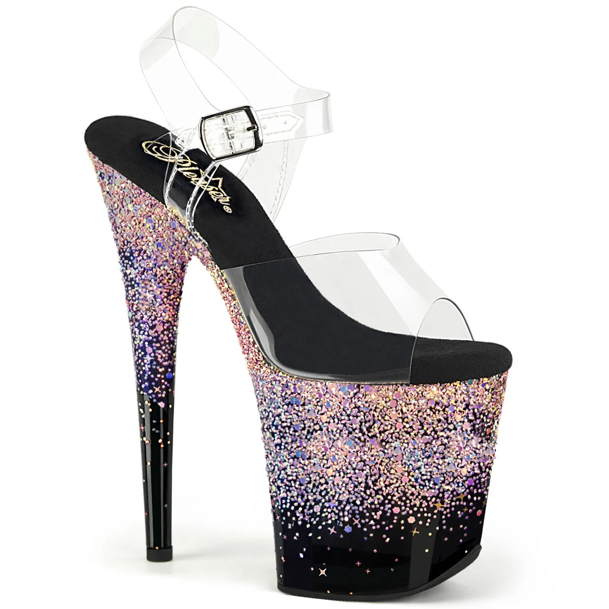 FLAMINGO-808SS Blush Glitter High Heel Pole Dancing Sandals