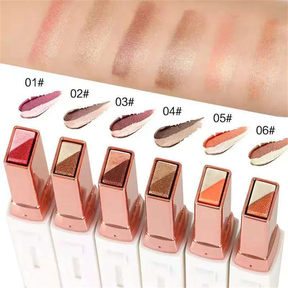FLYTONN-6 Colors Waterproof Pearlescent Eyeshadow Pencil Stick Lasting Matte Eye Shadow Pen Eyeliner Stick Cosmetics Beauty Makeup Tool