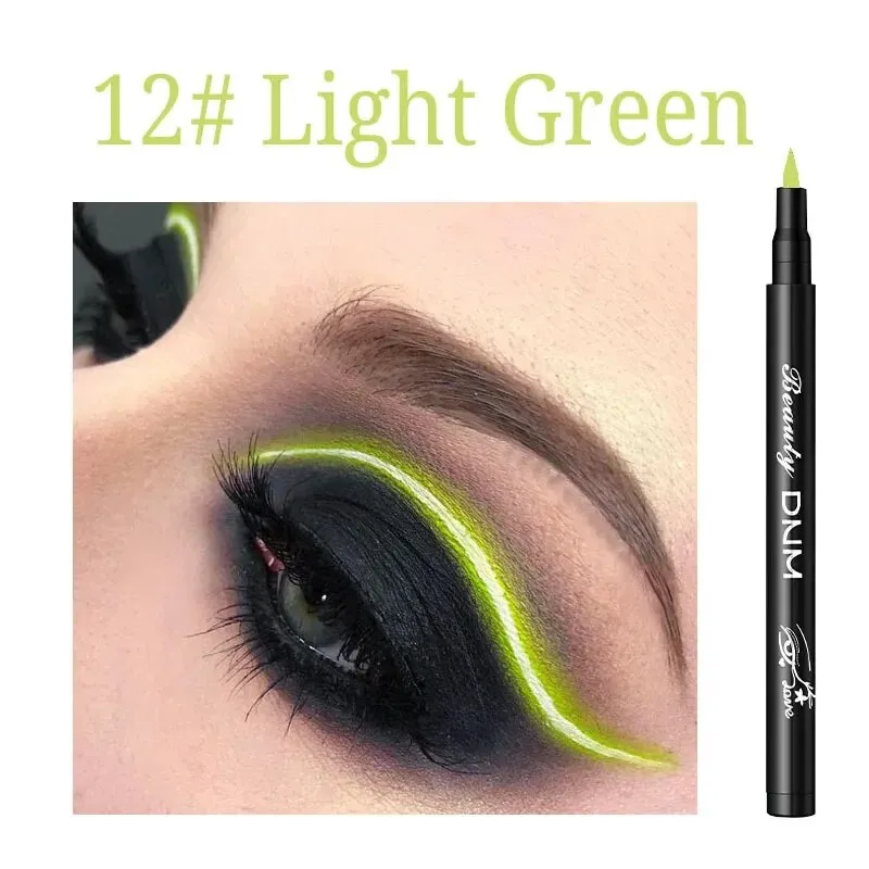 Flytonn- Matte Neon Liquid Eyeliner Pencil 12 Colors Waterproof Long Lasting Yellow Blue Green White Eyeliner Pen Eyes Makeup Cosmetics